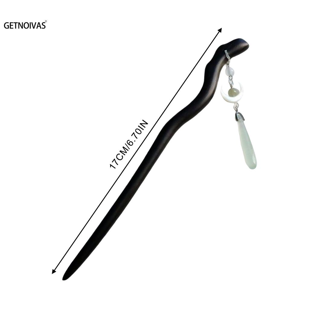 Bețișoare de păr din lemn în stil chinezesc vintage pentru femei fete, agrafă de păr cu ciucure lună, agrafă de păr, bijuterii de cap Hanfu, accesorii de păr