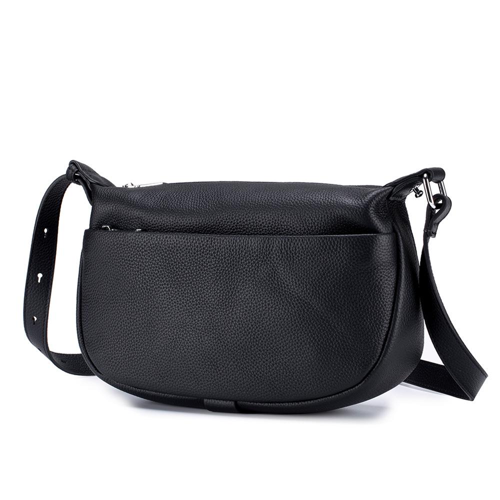 Genuine Leather Simple Dumpling Bag 2026 Women s Handbag First Layer Cowhide Versatile Shoulder Crossbody Commuter Saddle Bag чёрный 6770₽