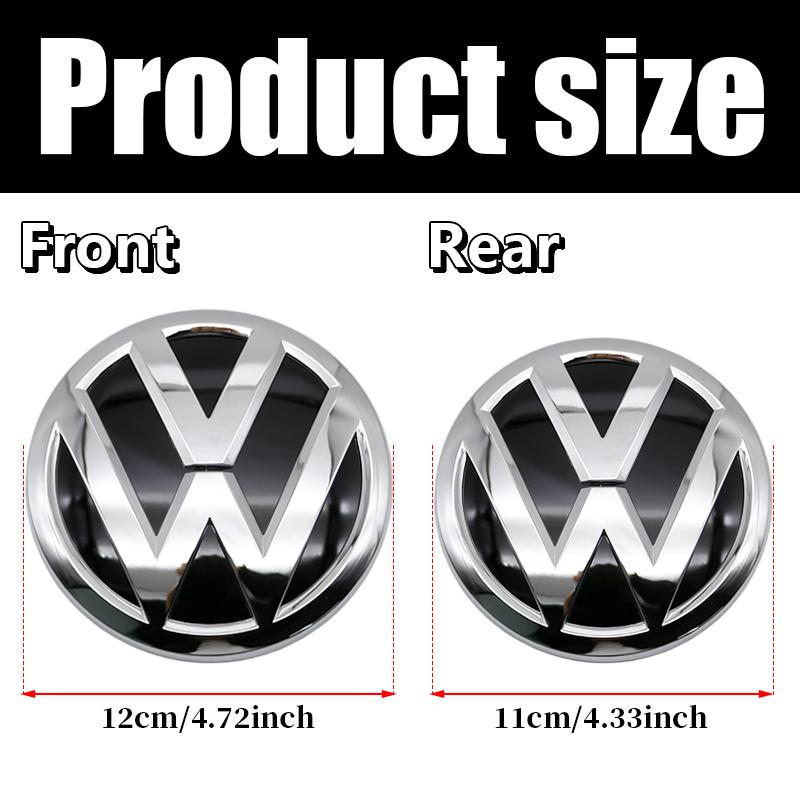 W1611Pc For Volkswagen Polo Car Emblem Logo With VW Polo 2014 2015 2016 2017 2018 Car Logo 122mm Front Bonnet Hood 110mm Rear Trunk
