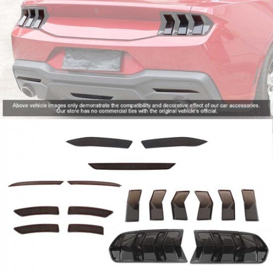 Smoked Black Taillight Fog Lamp Trim Overlay Bezel Decor for Ford Mustang 2024+
