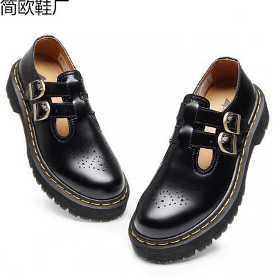 Martin Boots Mary Jane Shoes Genuine Leather Low-top Small Leather Shoes Women's Medium and Platform Fashion