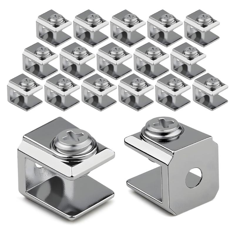 20 Pezzi Clip per Vetro Staffa per Vetro in Acciaio Inossidabile Morsetto per Pannello da 3-8mm Fissaggio Sicuro Bagno Cucina Installazione