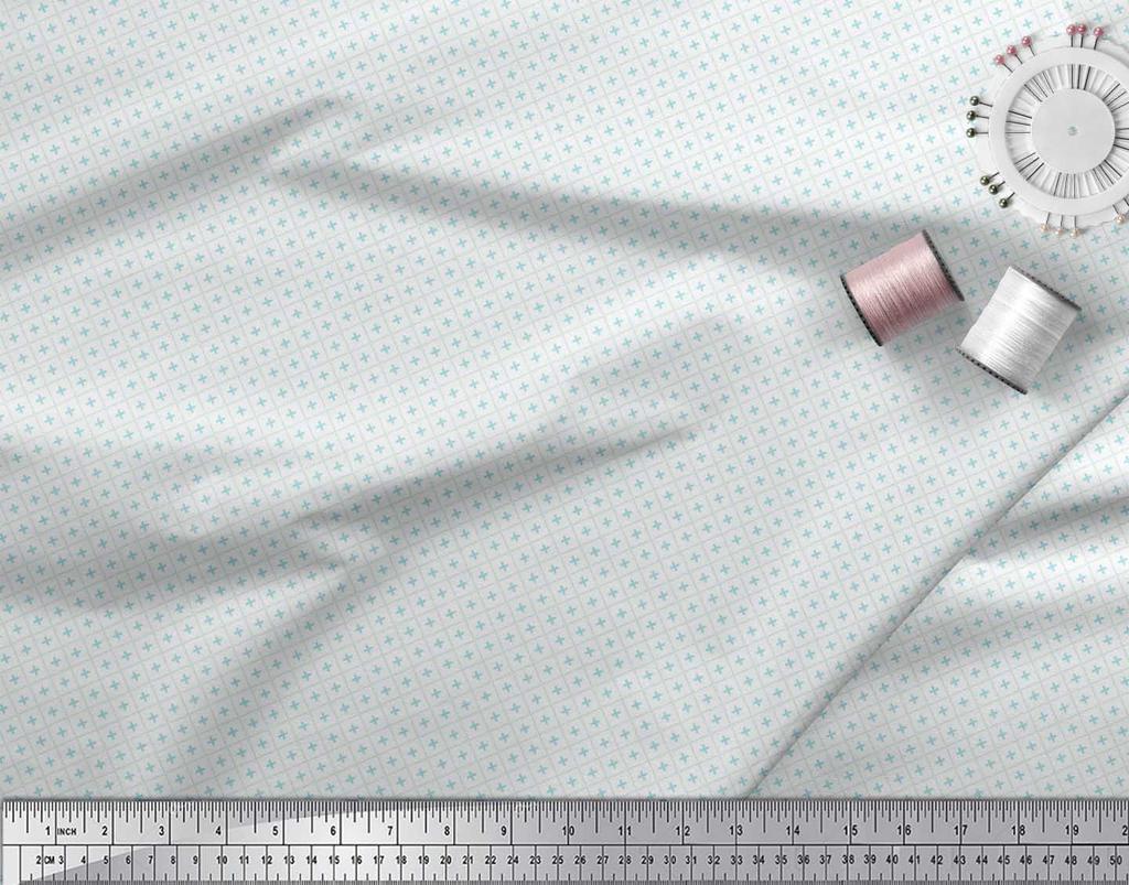 Soimoi Japan Crepe Satin Fabric Check Shirting Print Fabric by Metre 42 Inch