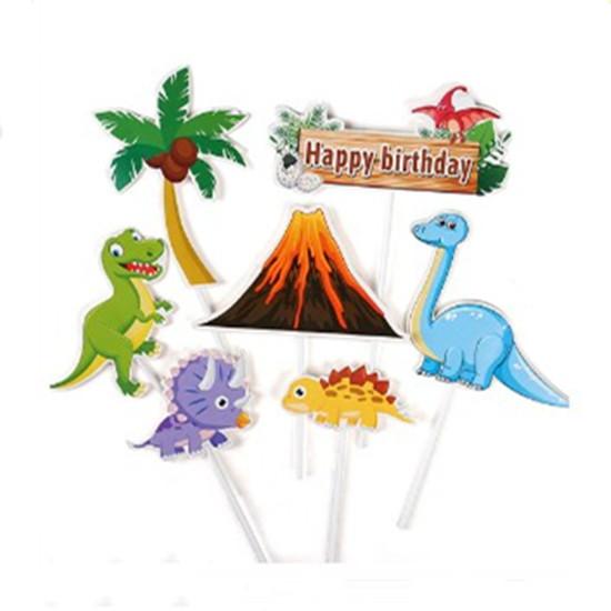 1-7pcs New Forest Animal Cake Card Inserts Christmas Santa Birthday Cake Banners Cake Decorating Inserts Cupcake Inserts