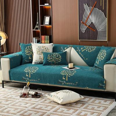 New Living Room Sofa Cover Chenille Sofa Cushion Printed Forest Deer Cushion Simple Non-Slip Cushion Backrest Armrests Cover