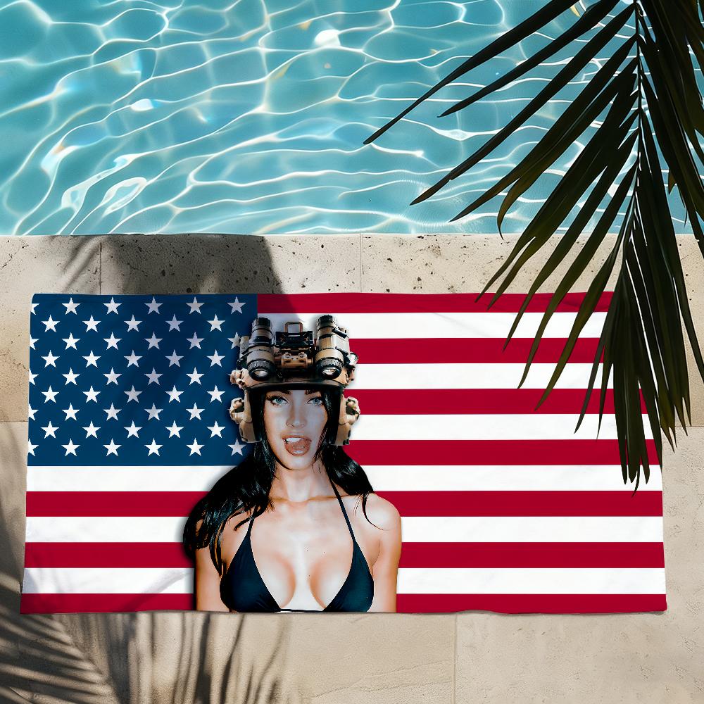 Schauspielerin Megan F-fox Flagge Handtuch Schnelltrocknende Strandtücher Sind Geeignet Für Schwimmbäder Camping Yoga Und Das Fitnessstudio