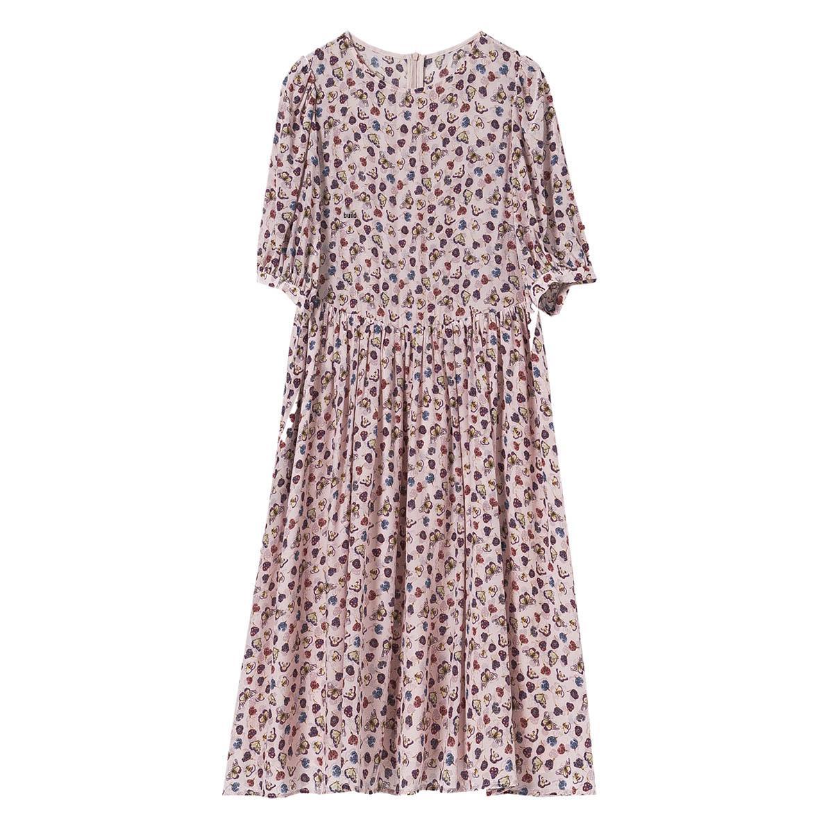 

69212 Розовое платье свободного кроя из тутового шелка с принтом, антивозрастное XXL