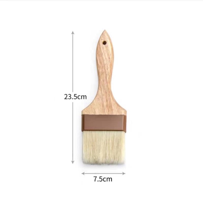 Kitchen Cooking Brushes Barbecue Oil Brush Wooden Handle Bristle Brushes Flat Pastry Baking Brush