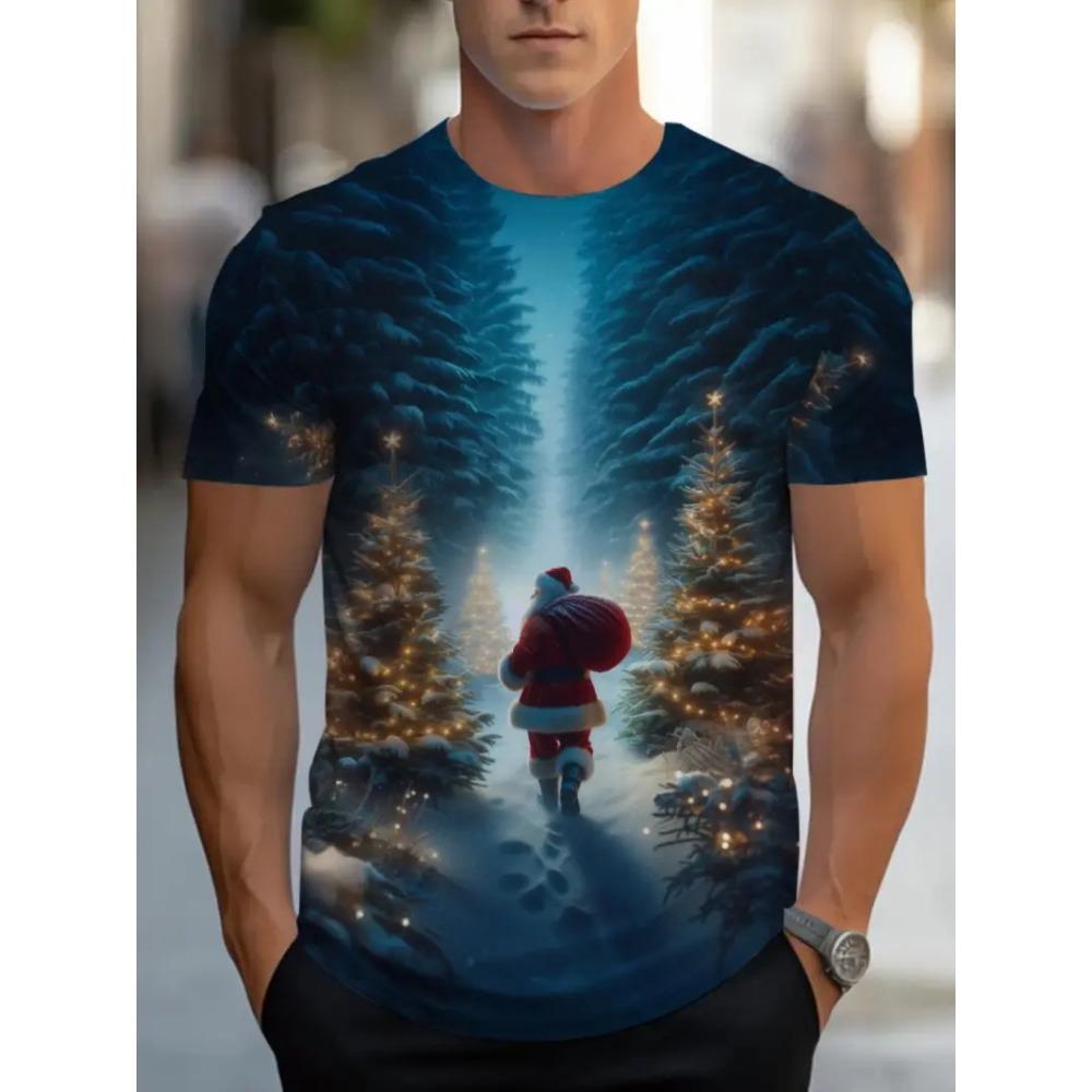 3D Print Santa Claus Tshirt Merry Christmas Short Sleeved Tee Shirts For Men Women Gingerbread Man Graphic Tee Shirt Tops