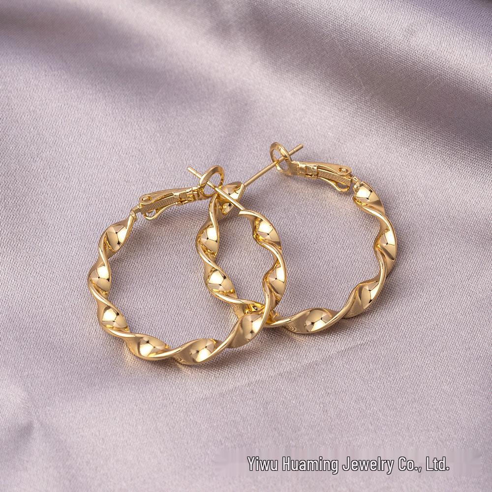 Vintage Hong Kong Style 925 Gold Earrings: Drop & Plain Hoop Designs for Women.