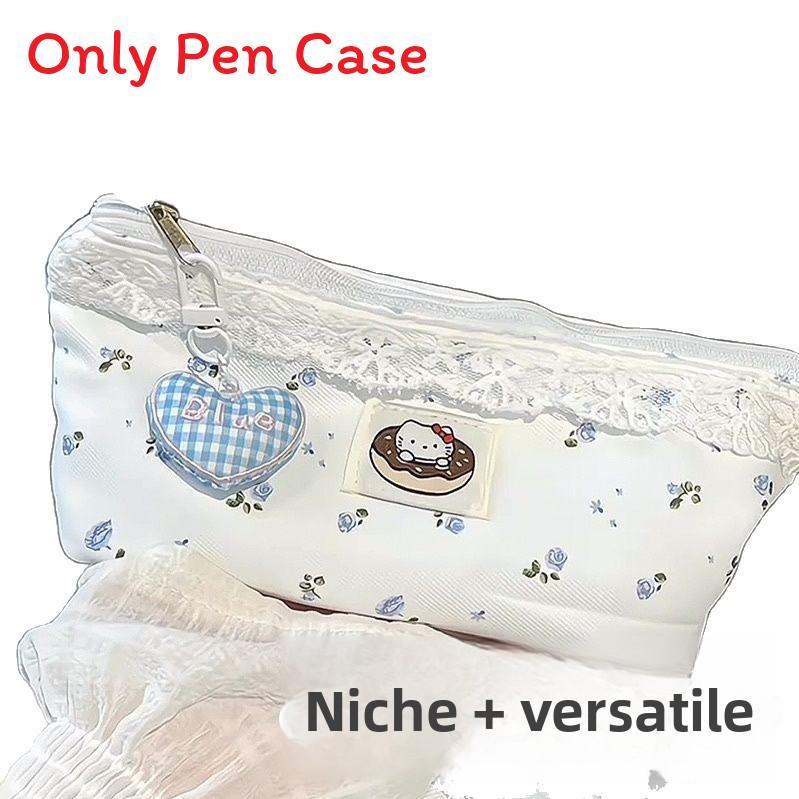 Canvas Floral Pen Case For Girls With Large Capacity And Cute Design For School And Office Use