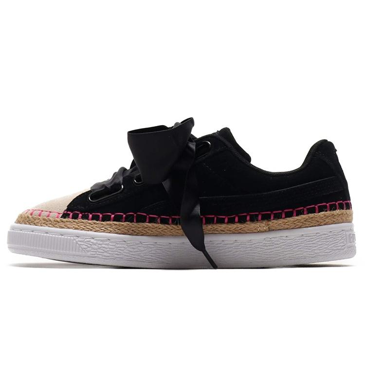 (WMNS) PUMA Suede Heart Sneakerdrille Ribbon Black/Pink Women s 369237-01 EU 38