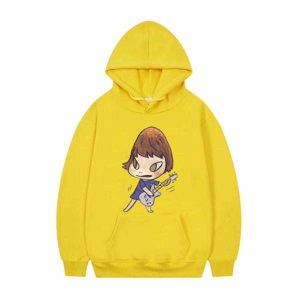 Yoshitomo Nara Rocker Guitar Graphic Hoodie Men Women Funny Cartoon Oversized Sweatshirt Long Sleeve Hoodies