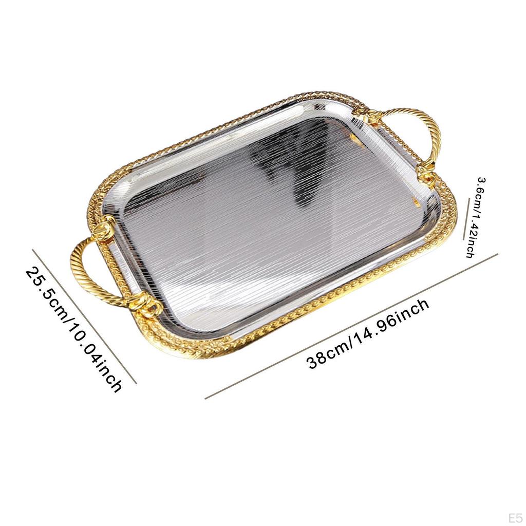 Decorative Serving Tray Coffee Table Bathroom Organizer Vanity Trays with Handles for Dessert