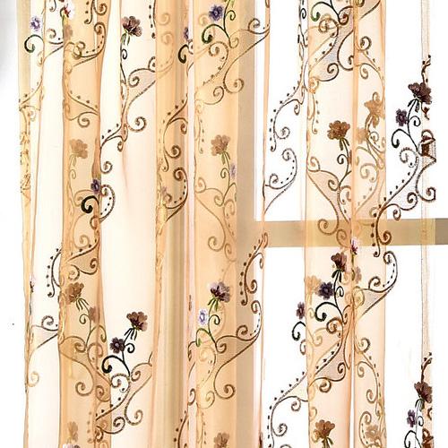 

1PC LOZUJOJU Розкішні європейські вишиті квіти, тюль, прозорі штори, штори для вікон для домашнього декору у вітальні W300cm x L260cm жовтий