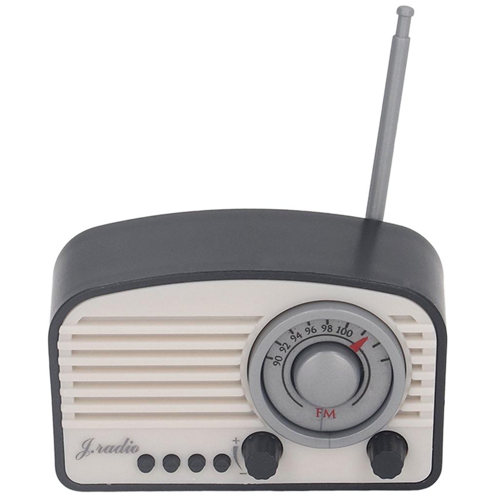 Dollhouse Mini Radio Model Vintage Cute Decoration Realistic Dollhouse Radio Model Toy for Children Black