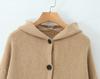French Chic Women's Hooded Cardigan Sweater - Thick & Warm Autumn/Winter Outerwear