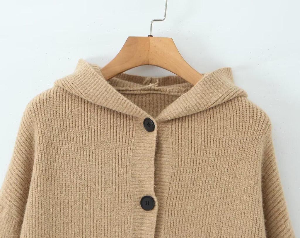 French Chic Women's Hooded Cardigan Sweater - Thick & Warm Autumn/Winter Outerwear
