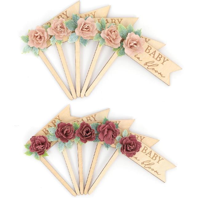 Baby In Bloom Cupcake Toppers -Flower Birthday Party Decoration, Gender Reveal Cupcake Toppers, Newborn Shower Birthday Decorations, Wildflower Cake