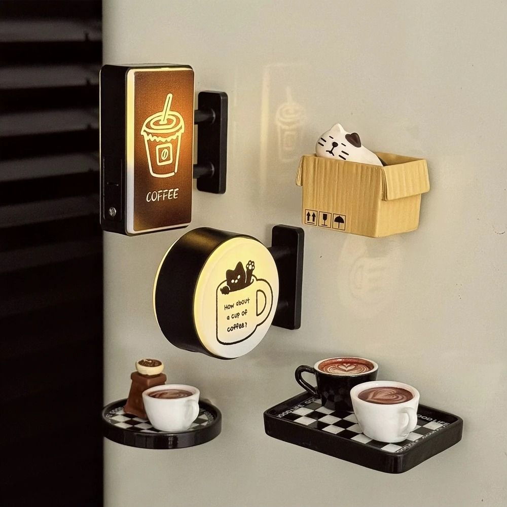 Retro Style Glowing Fridge Magnet Creative Atmosphere Mini Luminous Lightbox Coffee Shop