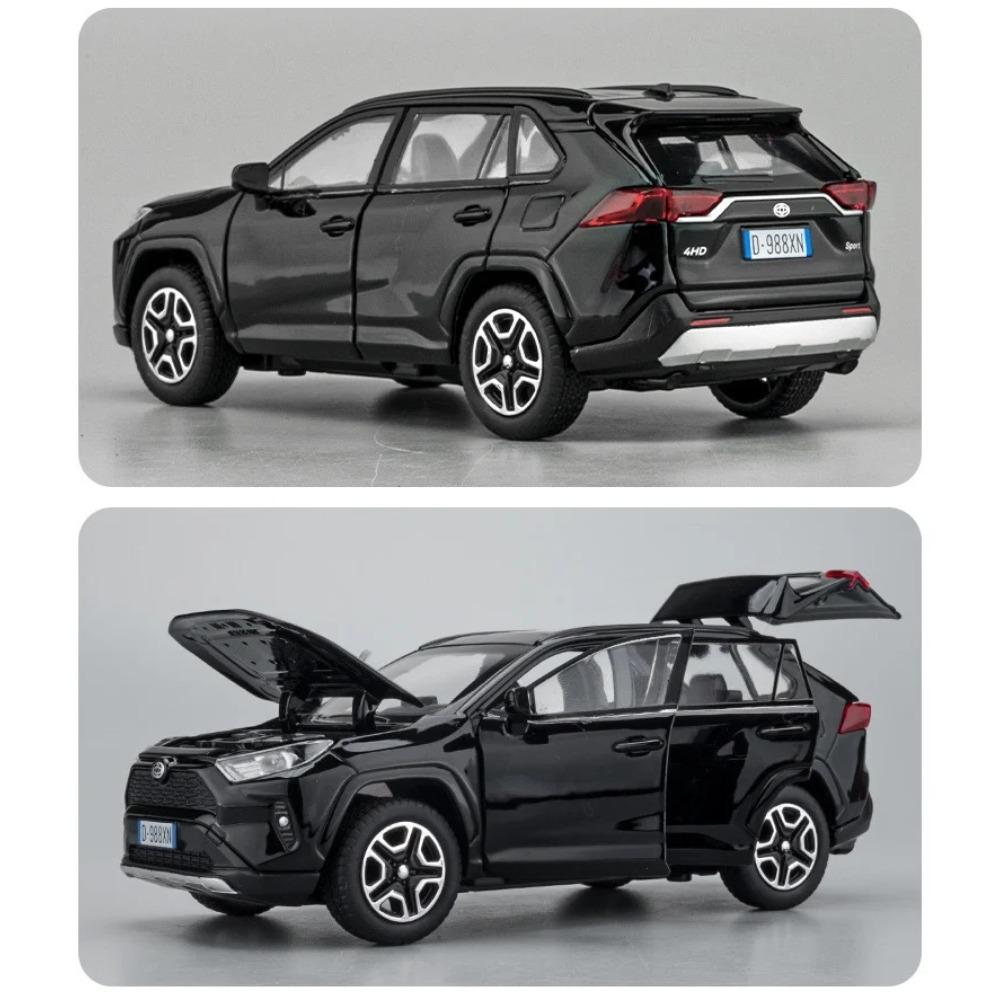 1/32 Toyota RAV4 SUV 2023 Alloy Die Cast Toy Car Model Sound and Light Pull Back Children's Toy Collectibles Birthday Gift