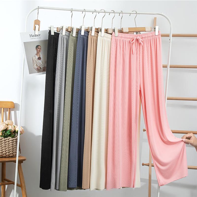 Ice Silk Women's Wide Leg Pants - Spring 2025 Slimming, Breathable, Loose, Floor-Length