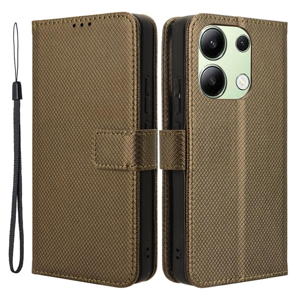 

For Xiaomi Redmi Note 13 4G Wallet Phone Case Diamond Texture PU Leather Cover C