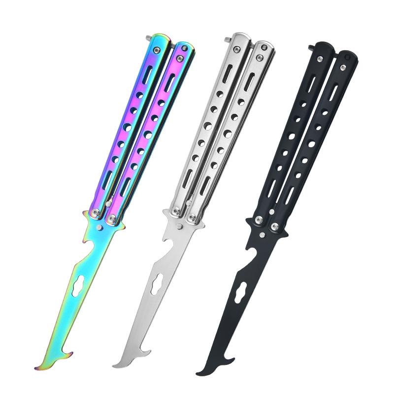 Unsharpened Stainless Steel Folding Knife with Multi-Tool Stone Hook for Tire Cleaning and Digging