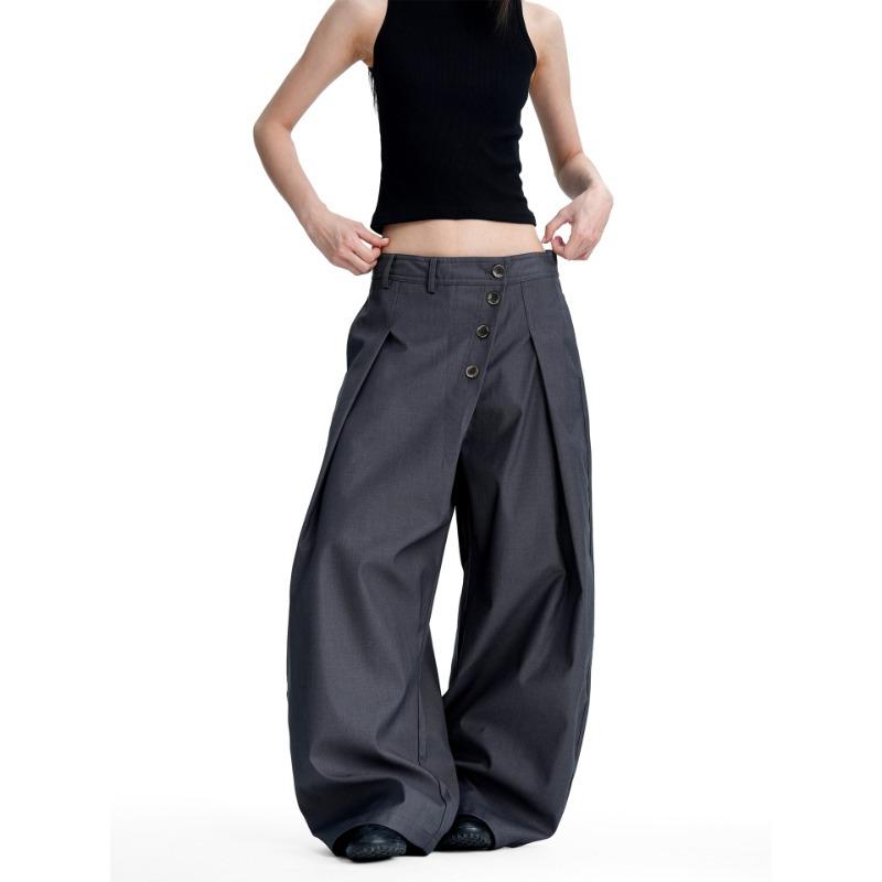 American Scimitar Trousers Men's and Women's Summer New Retro Breasted Design Drape Commuter Casual Pants