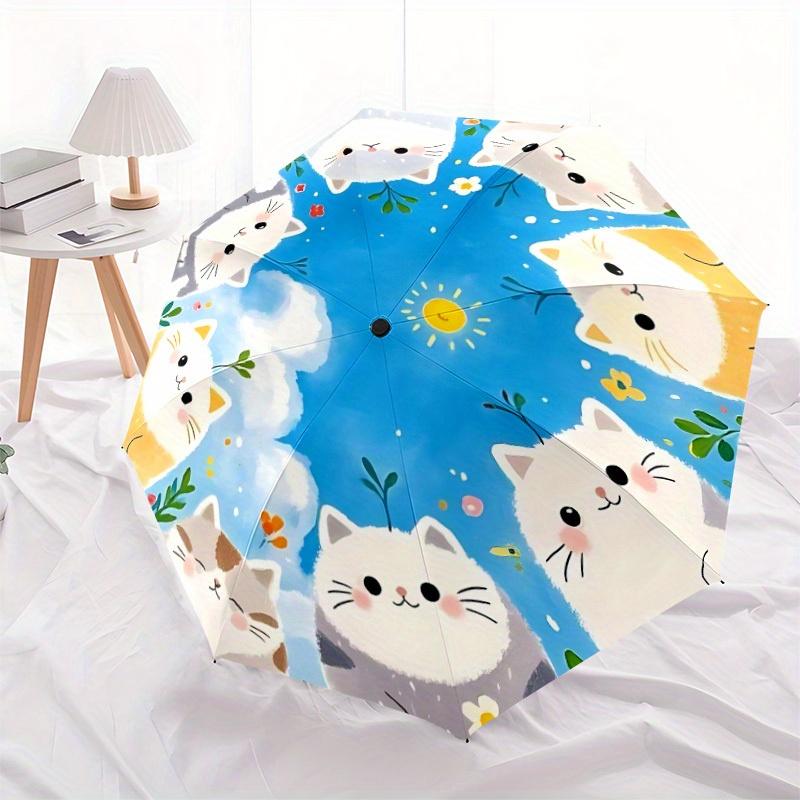1pc Cat Circle Automatic Open/Close Umbrella with One Touch Button,, Windproof Design   Lightweight Portable Umbrella for Women & Men6091