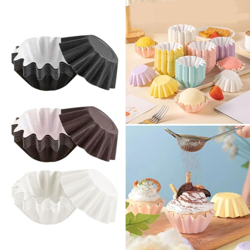 Pack of 50 Safe Food Grade Paper Cake Holders Greases Proof Cupcake Liners Holiday Party Mini Paper Baking Cups