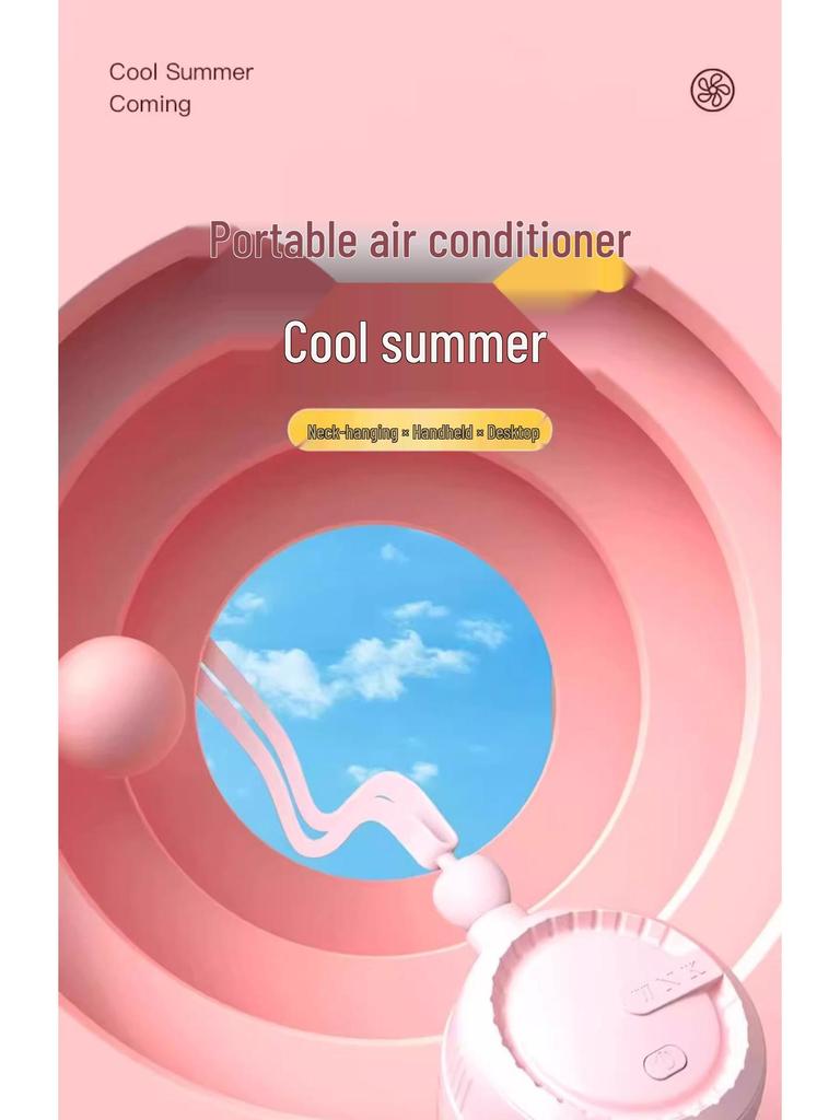 Portable USB Neck-Hanging Mini Fan: Foldable, Hand-Free, and Powerful for Outdoor and Desktop Use