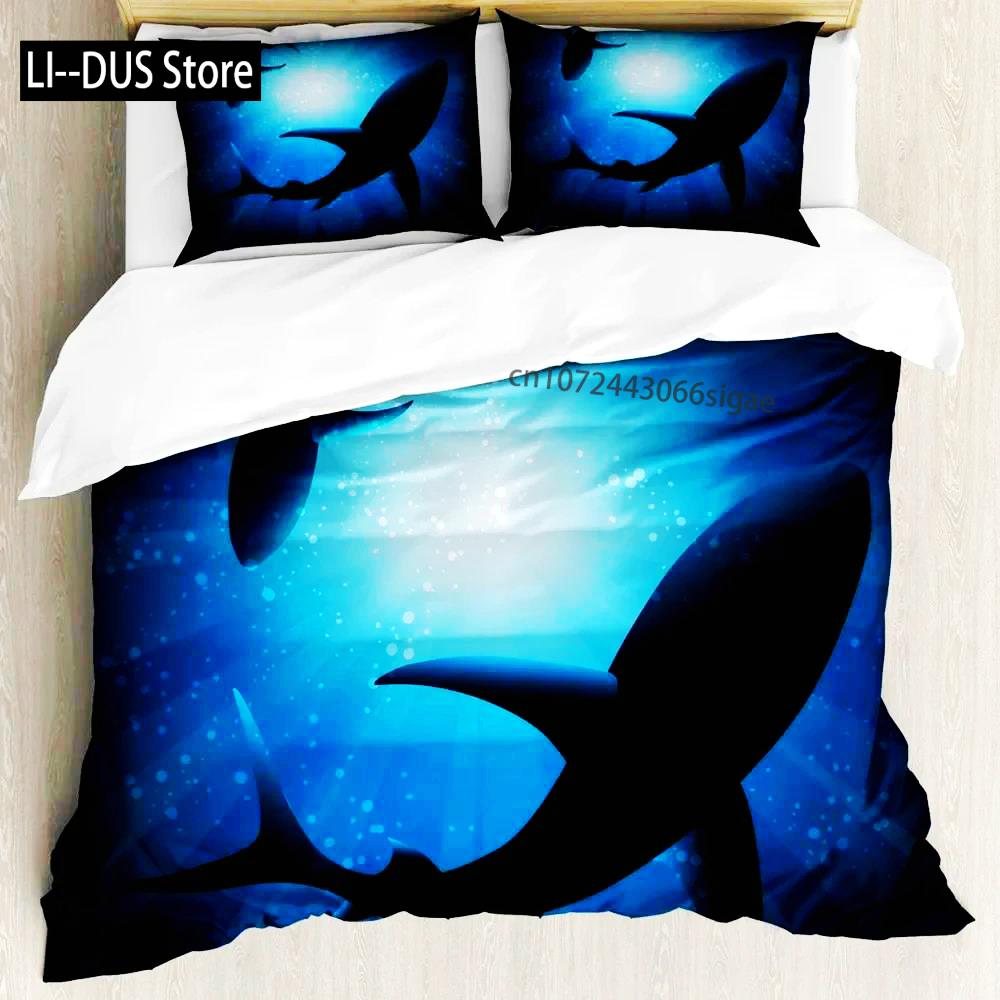 Comforter Shark Types Of Sharks Pattern Bedclothes Double Queen King Size Polyester Bedding Set