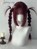 Ashely Cosplay Burgundy Long Straight Wig with Bangs 24 Inch Red Synthetic Wigs for Women Fashion Daily Party Wigs Lolita Wig