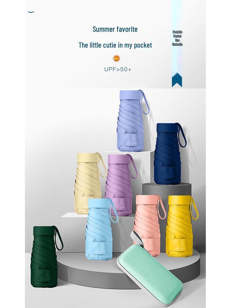 Customizable Six-Fold Vinyl Sunshade UV Protection Umbrella: Versatile Rain/ Shine Folding Gift