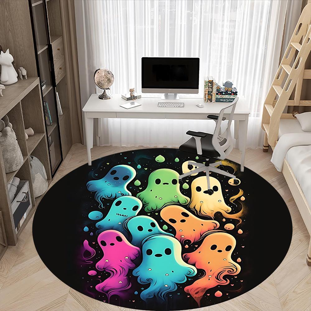 1pc Ghostly Colors Office Round Area Rug, Indoor Mat Suitable For Office, Under Office Chairs Bedroom Living Room Home Decor, Room Deco