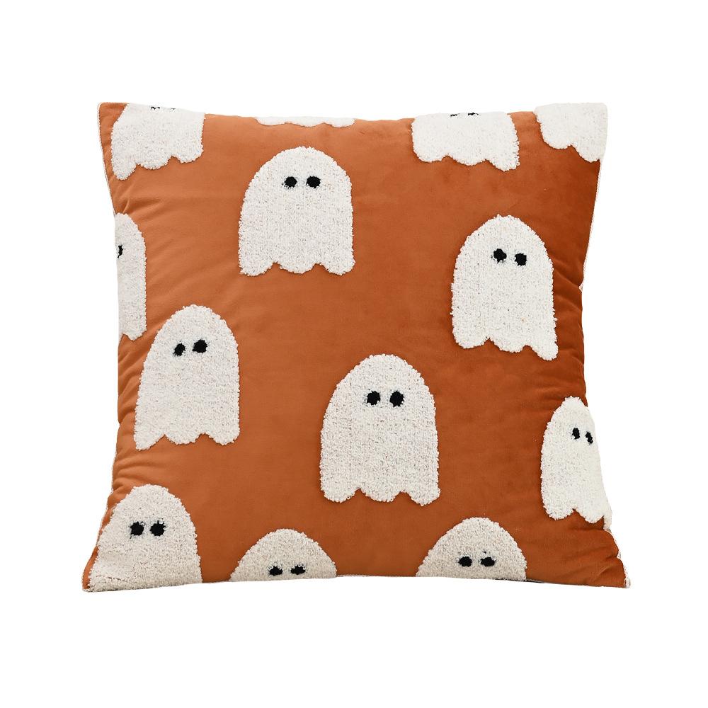 

45x45cm Orange Halloween Pillowcase Funny Embroidered Throw Cushion Cover Home Holiday Decoration Sofa Headboard Pillowcases 45x45cm