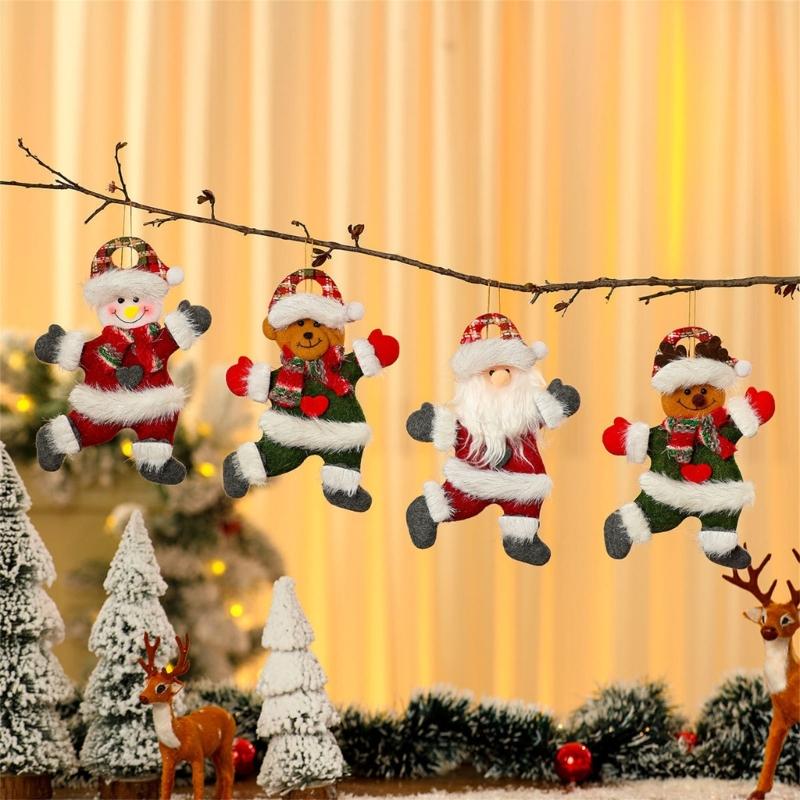 4 Pcs Bear Santa Pendant for Holiday Party Decorations Hanging Ornament Christmas Tree Ornament
