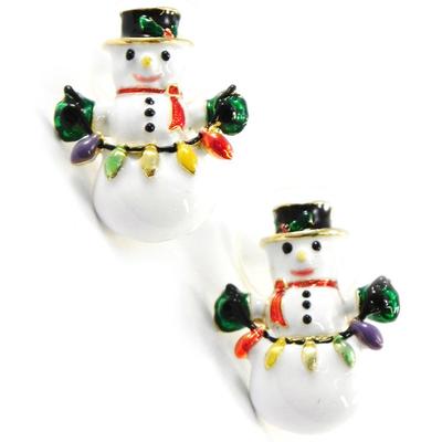 [I4608] - Designer Earrings 'Merry Christmas' White Multicolored