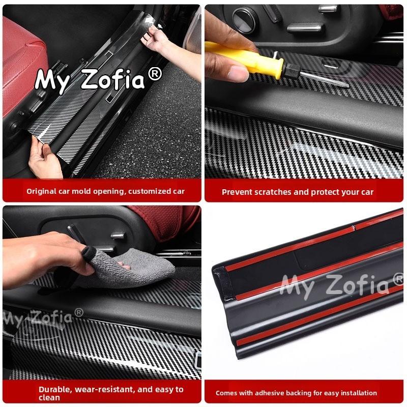 For Zeekr 7GT 2025 2026 Carbon Fiber Door Sill Protector Plate Auto Door Step Scuff Cover Anti-Dirty Interior Trim Accessories