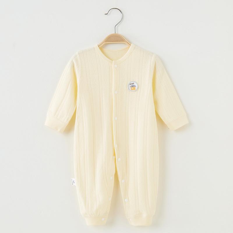 

Детский ромпер из чистого хлопка: Мягкая пижама без косточек для новорожденных - Идеальна для осени и весны 90 жёлтый