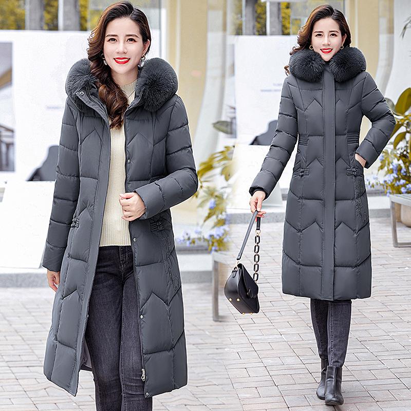 New cotton-padded clothes women's long over-the-knee winter cotton-padded clothes thickened large-size down cotton-padded jackets are trendy.
