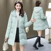 Down Cotton Jacket Women's Mid-length Model 2025 New Winter Korean Version Slim and Thickened Warm Hooded Jacket Cotton Jacket