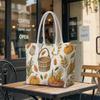 Fall Harvest Pattern Tote Bag Autumn Pumpkin Corn Handbag Daily Use
