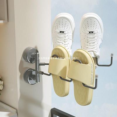 Rotatable No-Punch Shoe Drying Rack with Suction Cups - Foldable Sandal Holder for Balcony Storage