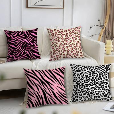 Yk Fashion Leopard Print Pillow Case Short Plush Print Cushion Cover Square Throw Pillow Covers Sofa Home Decor