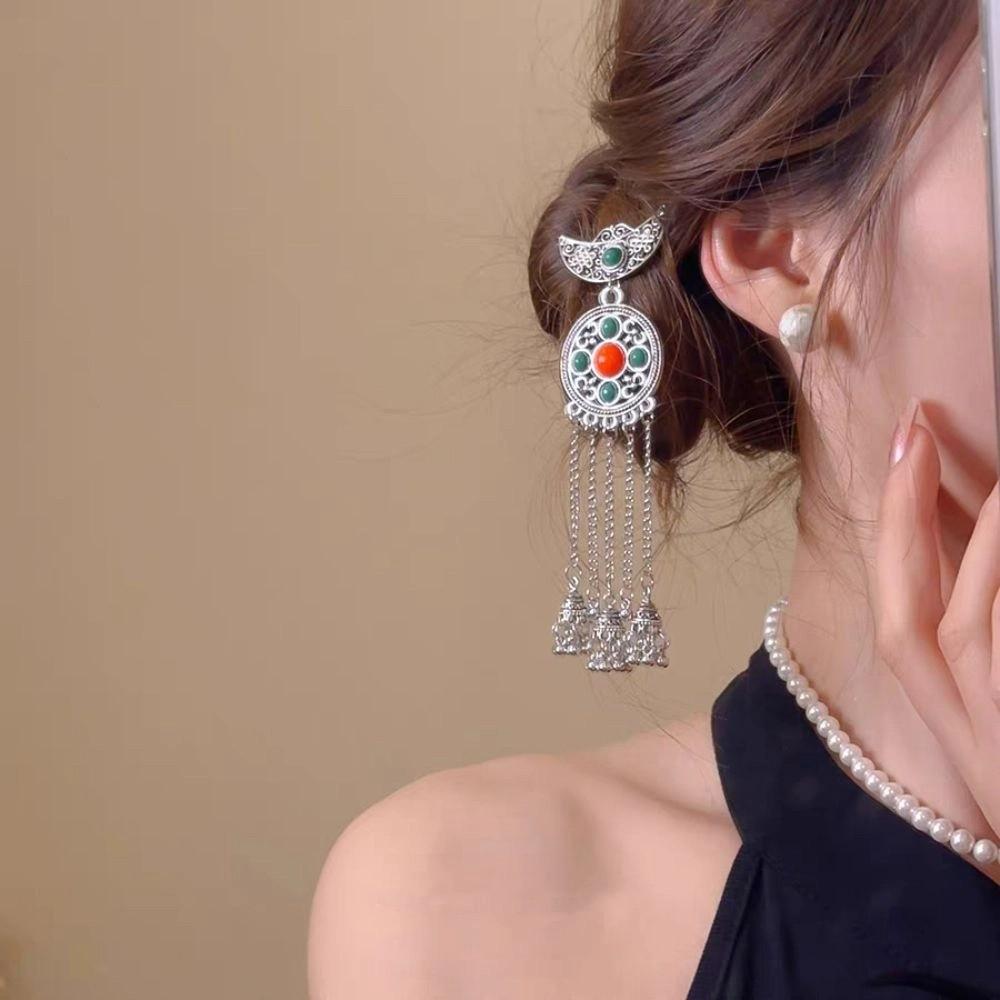 Metal Ethnic Style Hair Stick Silver Hanfu Hair Fork  Costume Headdress