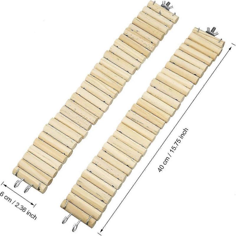 Wooden Pet Ladder Bridge 2 Pieces Soft Animal Bridge Toy Bendable Cage Habitat Toy Hamster Chipmunk/YY
