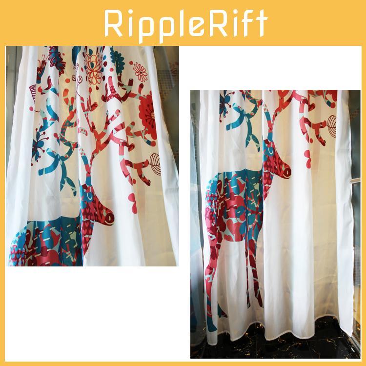 Santa Hat Pug Cat Bath Curtain Christmas Theme Pet Owners Home Decor Waterproof Polyester Design