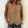 Women’s Fashion Sleeveless Vest Top Button Down Fitted Casual Lightweight Blouse for Daily Wear Office and Travel